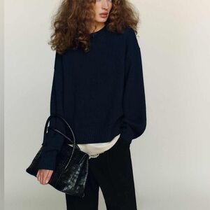 Reformation Navy Cove Cashmere Crew Neck Sweater